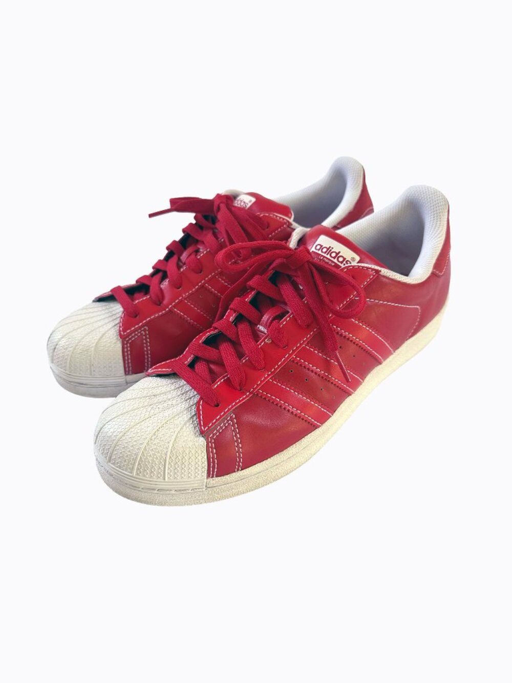 Adidas Superstar Scarlet Red Leather Sneaker Shoe Men 9.5 White Shell Toe Retro